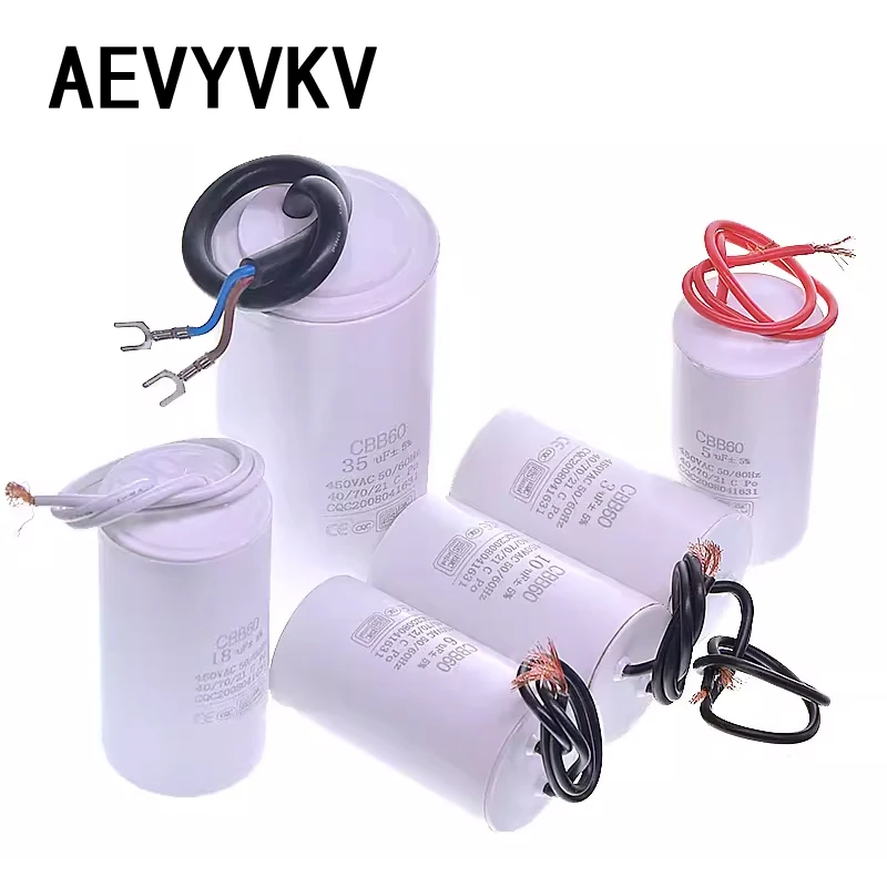 CBB60 Motor Run Capacitor 450V 3UF 4UF 5UF 6UF 8UF 10UF 12UF 14UF 16UF 18UF 20UF 25UF 100UF Start Water Pump Washer Air Pump