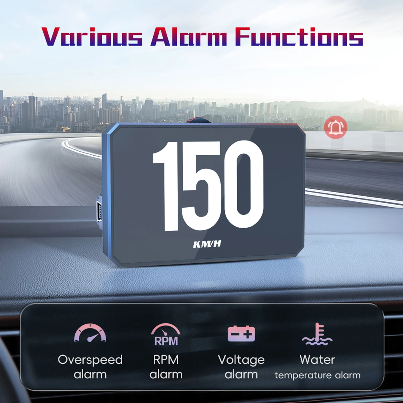 P16 HUD OBD2 Display On-board Computer Car Speed Gauge Smart Digital Tachometer Speedometer Projector EOBD Water Oil Temperature