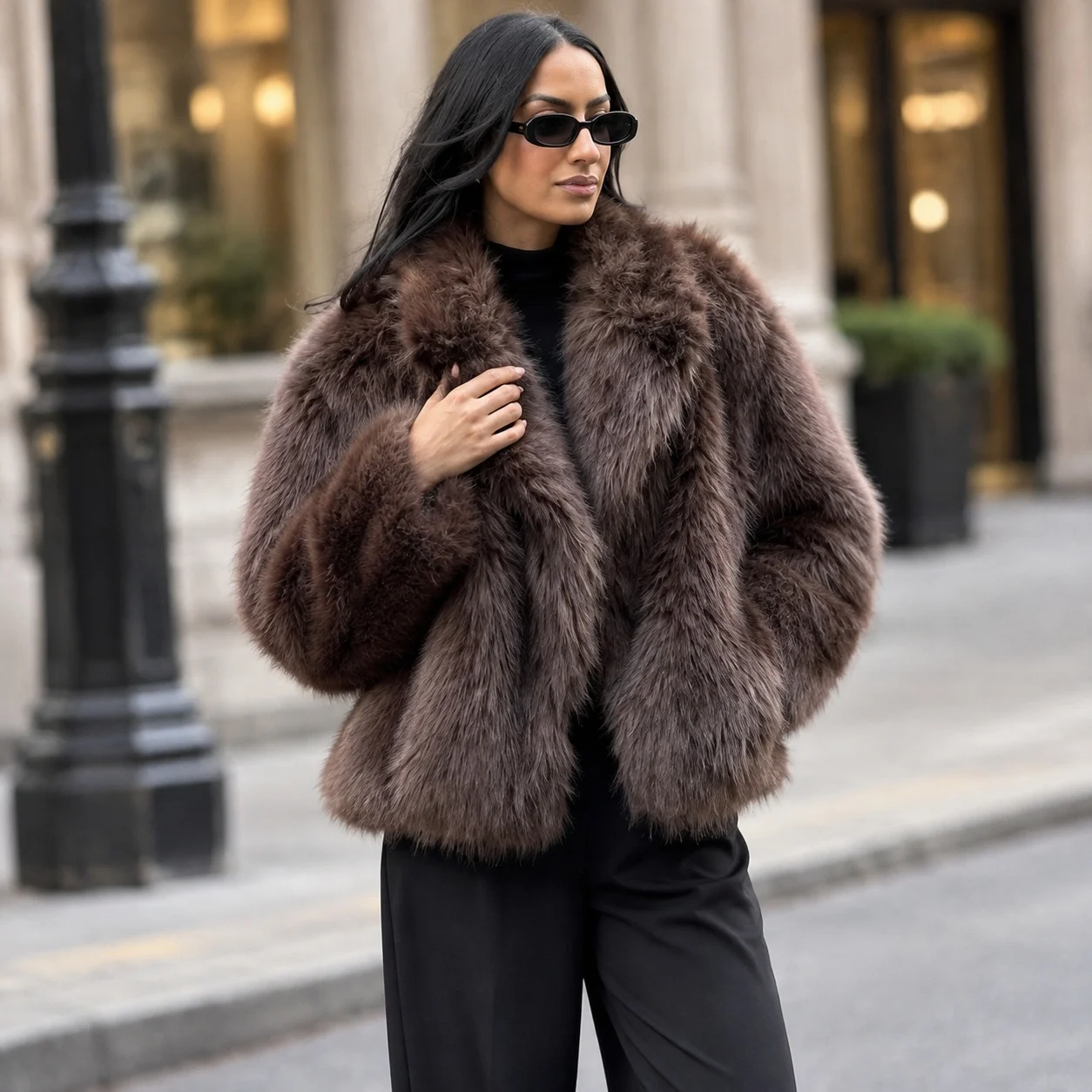 Round Neck Coat No Hood Regular Length Elegant with Cross Border Elegant Regular Sleeve Long Sleeves Commuter Chic Women Coat