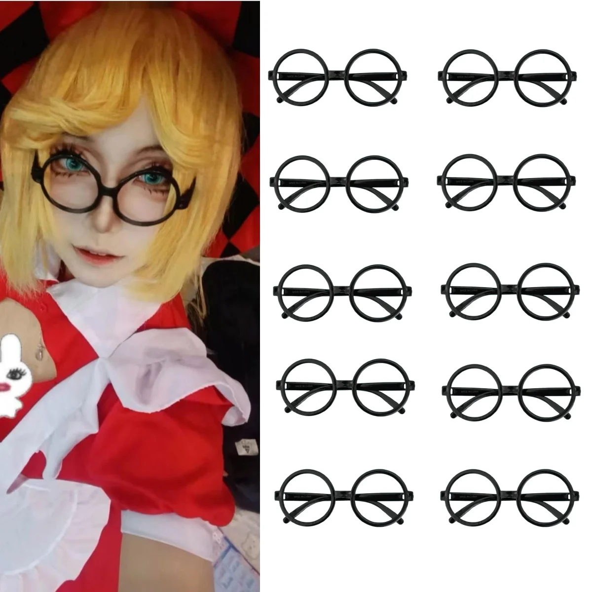 Halloween Black Round Frame Glasses Magic Academy Style Role Playing Decoration Party Eyeframe Stage Performance Props