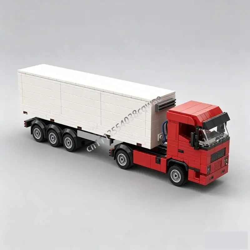 456PCS Urban Transportation Container Semi Trailer Truck MOC Model Custom Building Blocks DIY Assembly Educational Festival Gift