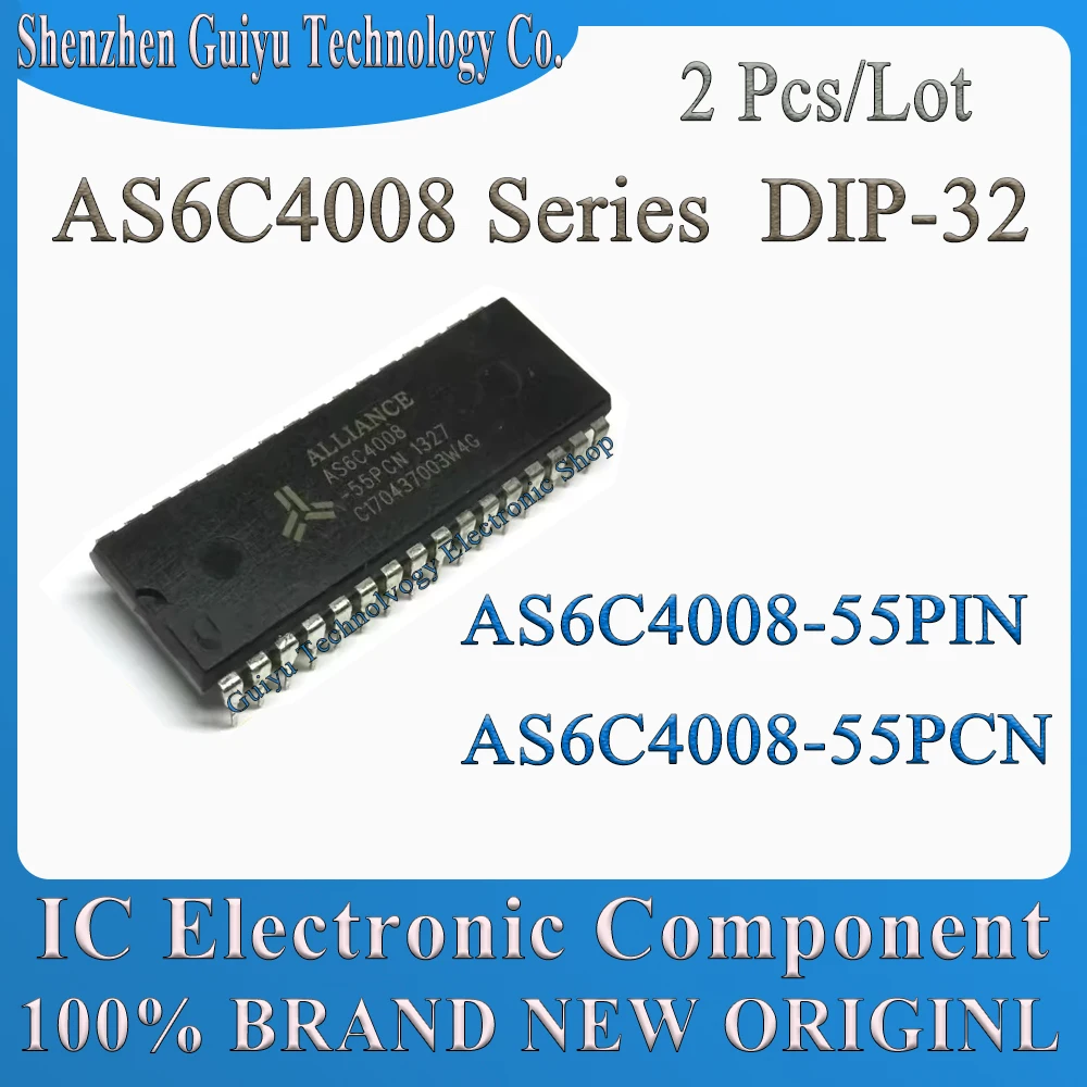 

2 Pcs/Lot AS6C4008-55PIN AS6C4008-55PCN AS6C4008-55 AS6C4008 AS6C DIP-32 IC Chip