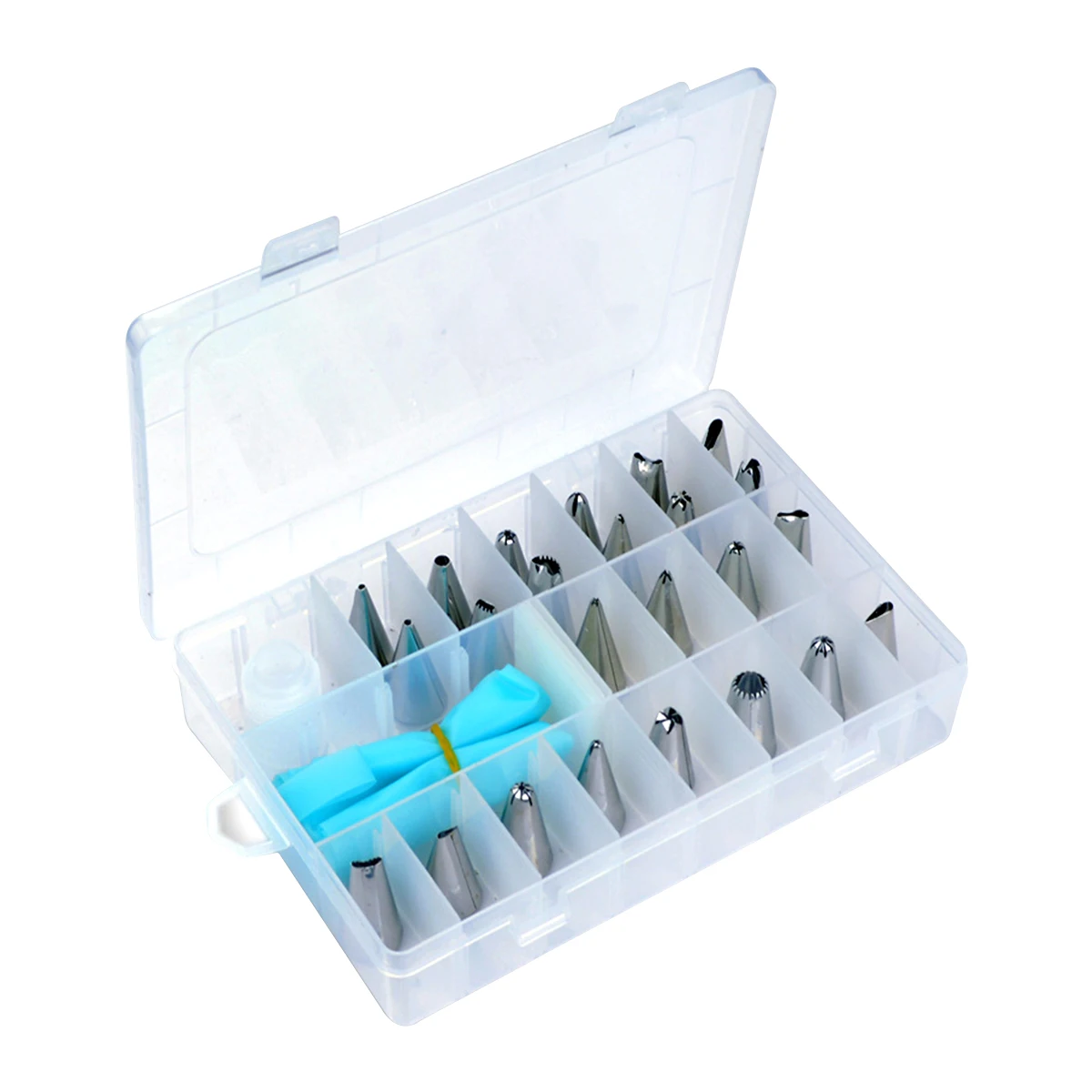 24 Heads Plastic Boxed Stainless Steel Framing Nozzle Set Converter Framing Bag 27 Pcs Set Cake Cupcake Sugar Art Decoration