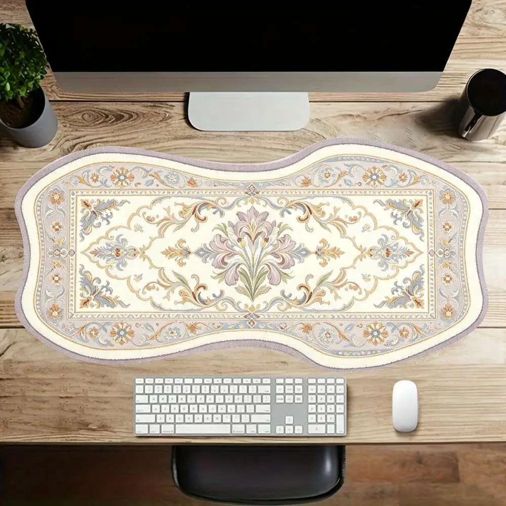 Beige Grey Oriental Carpet Special Shaped Play Mat Non Slip Rubber Base Creative Large Size For Living Room