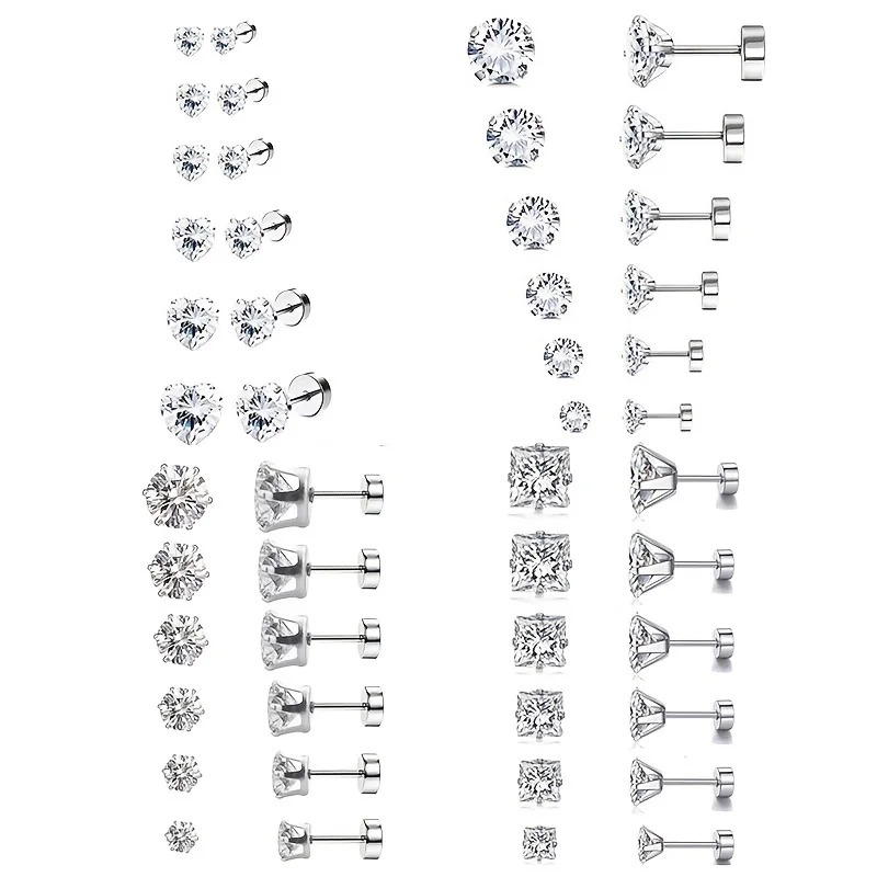 

6 пар, серьги-гвоздики из нержавеющей стали для мужчин и женщин, 3-8 мм