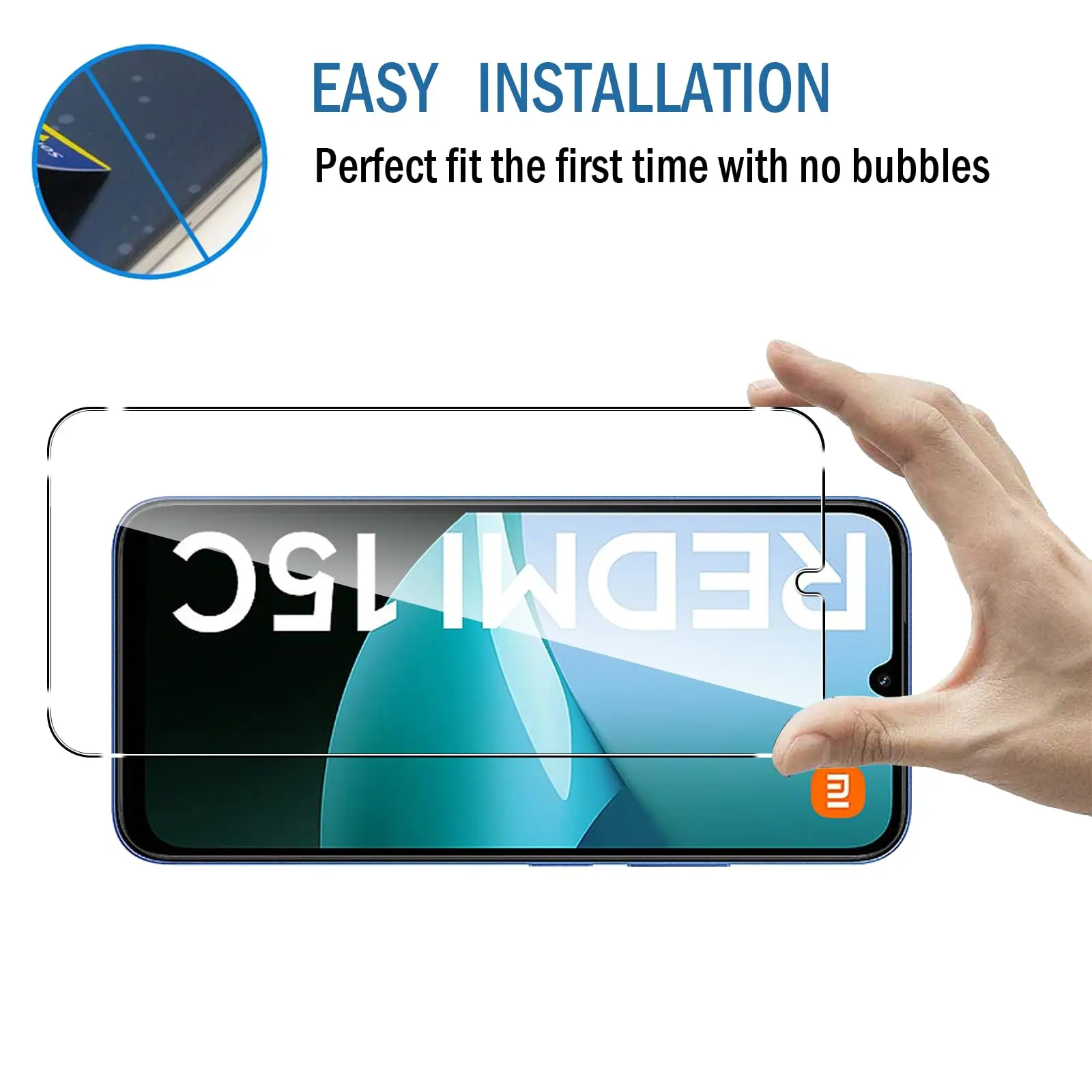 Displayschutzfolie für Redmi 15C 4G 5G Xiaomi, gehärtetes Glas, HD 9H, transparent, klar, kratzfest, freundlich – Detail 6