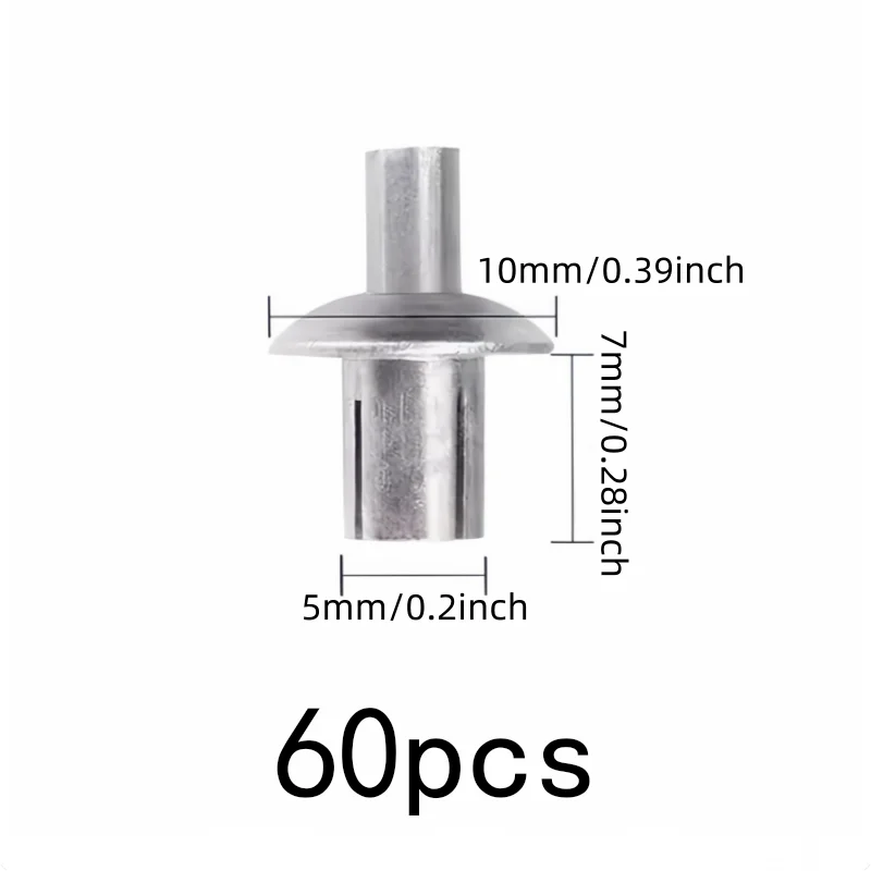 Hammer Drive Rivets 60 pcs 5*7mm, Hammer Strike Installation, Expansion Lock Design, for Machinery Fastening