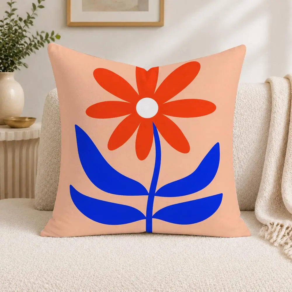 Dopamine Flower Cushion Cover Square Decorative Sofa Pillow Case Bedroom Living Room Home Decor Gift