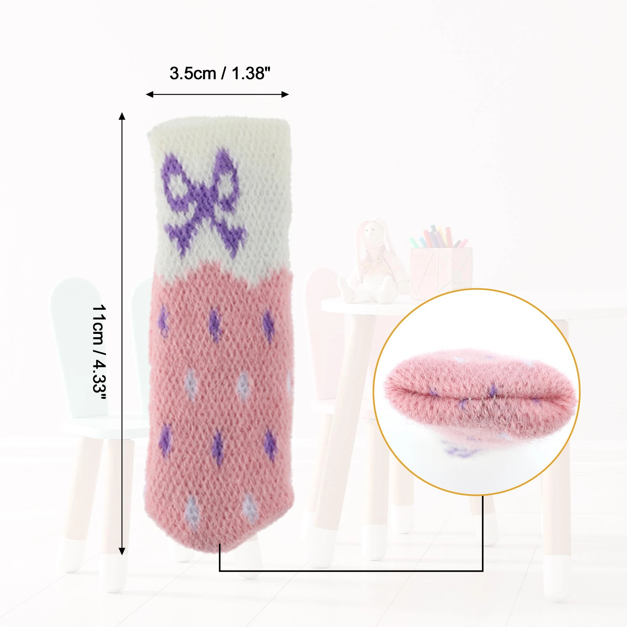 4PCS Bow Knitted Floor Furniture Protective Covers, Stool Leg Pads for Dining Chairs, Anti-Slip Table And Chair Silent Pads