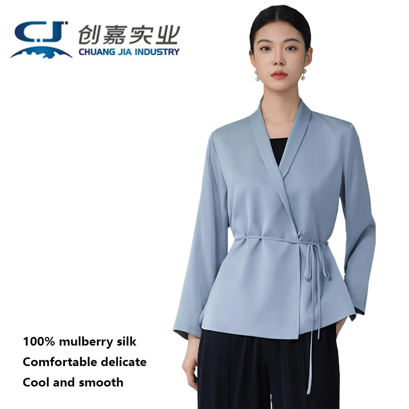 High-end Natural Silk Women's Casual Suit Elegant Noble Light Luxury Business Shirt Soft, Lightweight, Comfortable and Cool