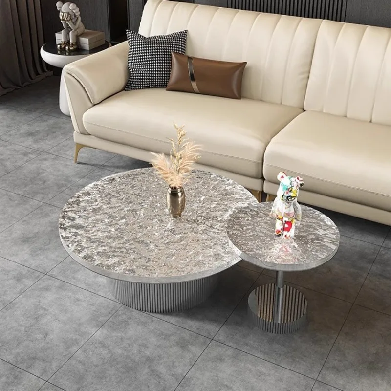 Round Trendy Coffee Table Simple Vintage Professional Room Decor Large Size Side Table Salon Mesas Bajas Lounge Suite Furniture