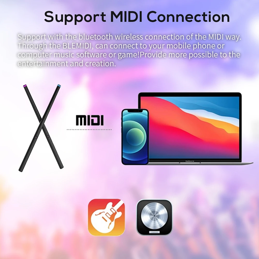 Baquetas de aire electrónicas Baquetas electrónicas profesionales Juego de batería virtual Instrumentos musicales para principiantes Niños Adultos