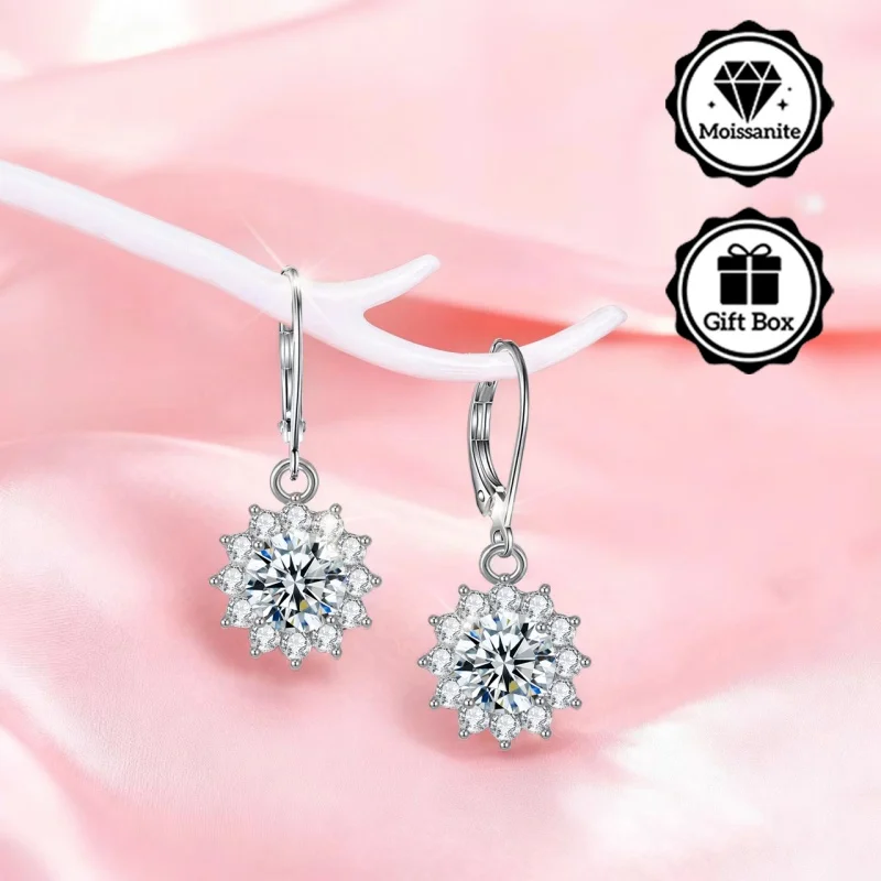 

LAMVOICE jewelry for women/earrings with 4 carat moissanite Hypoallergenic hook earring christmas gift for high quality jewelry