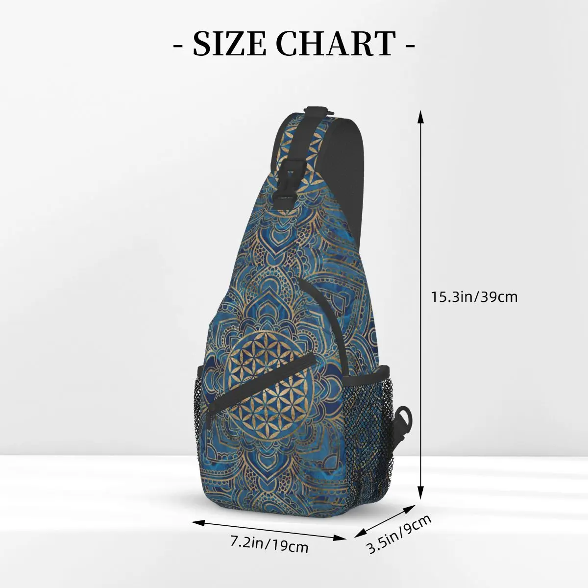 Lotus Mandala tas selempang tas dada kecil, ransel harian pola Bohemian Boho untuk perjalanan mendaki bersepeda