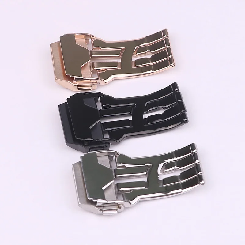 XIANERSHANG New H-ublot Belt Buckle Glod 316L Stainless Steel Double-Press Folding Buckle 22MM Fold Over Clasp Watch Accessories