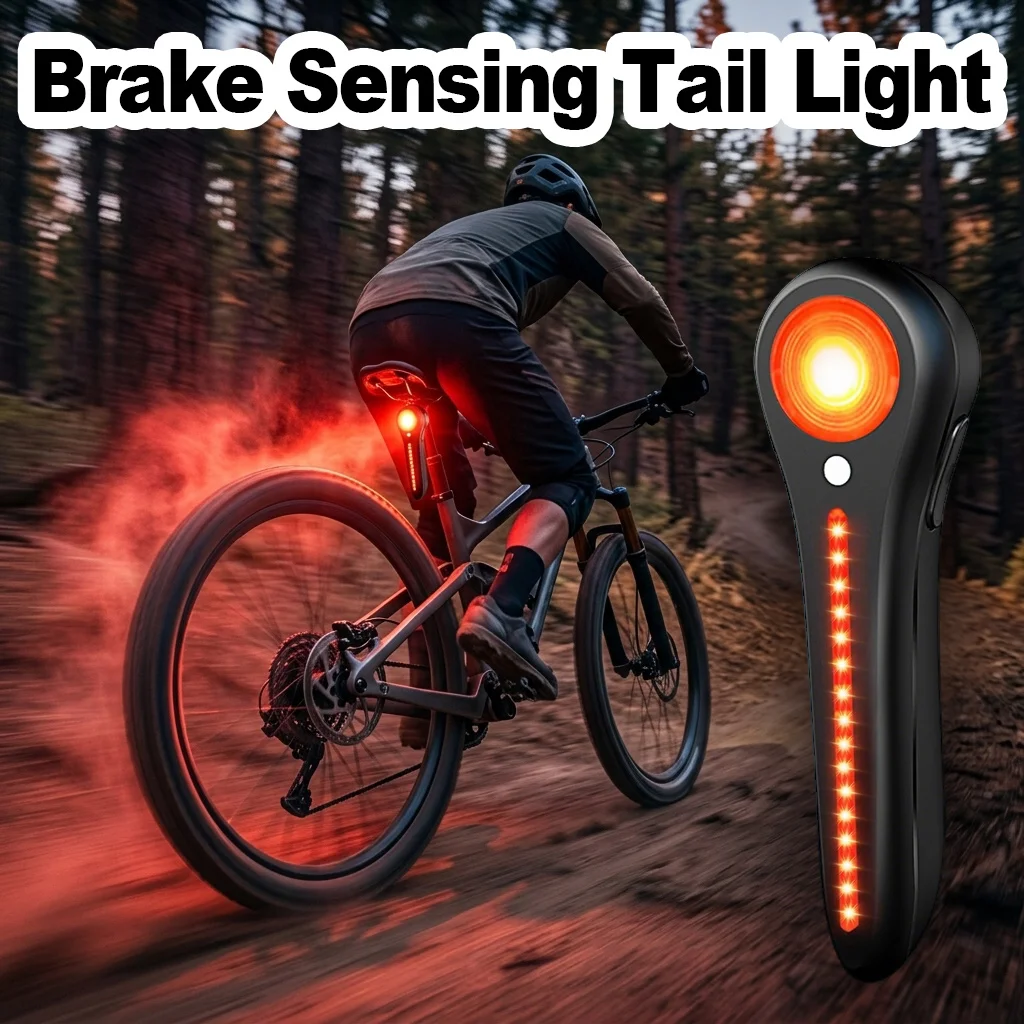 Bike Tail Light Cycling Rear Light Rechargeable Auto Sensing Brake Smart Night Safety Indicator MTB Bicycle Accessories Tool USB