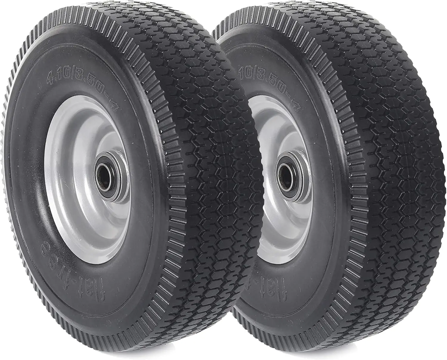 10-Inch Solid Wheel Replacement - 4.10/3.50-4 Flat Free Tire and Wheel with 5/8 extra 3/4 &1/2 Bearings and 2.2