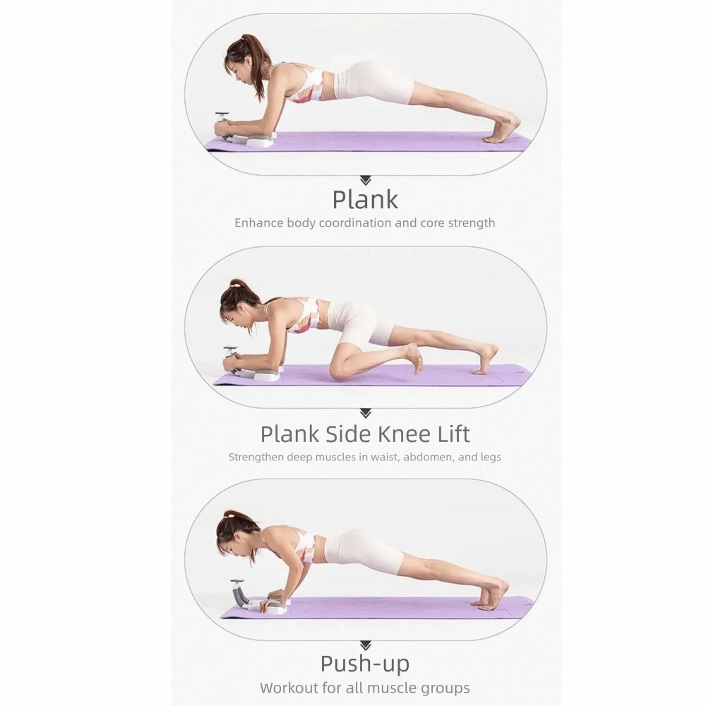 Non-Slip Handles Push Up Board Protective Elbow Pads Adjustable Plank Trainer Stand Multi-Functional Automatic Timing