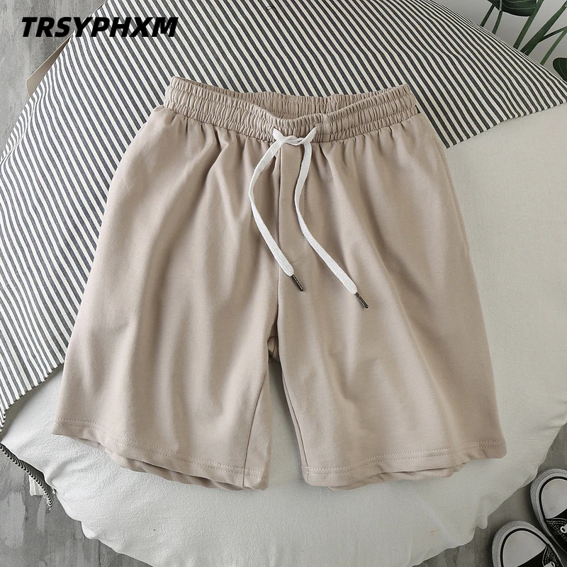 Trsyphxm 2024 verão novo solto na moda marca shorts de cor sólida para viagens esportivas masculinas calças de praia na moda casual