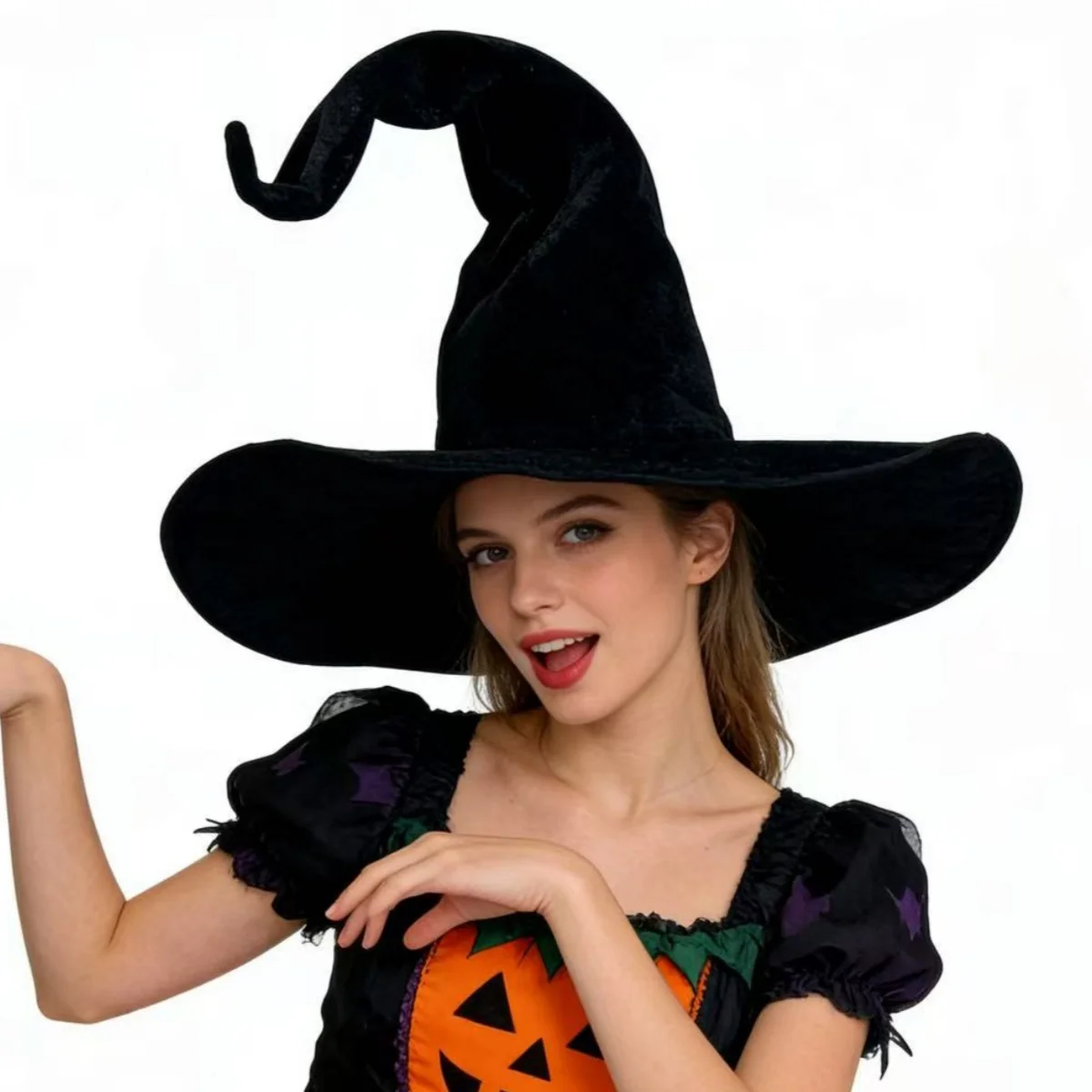 Halloween Faltbarer Hexenhut Schwarzer Zaubererhut Party Cosplay Kostüm Kopfbedeckung Teufelshut Requisiten Damen Kostümzubehör für Cosplay-Partys – Detail 1