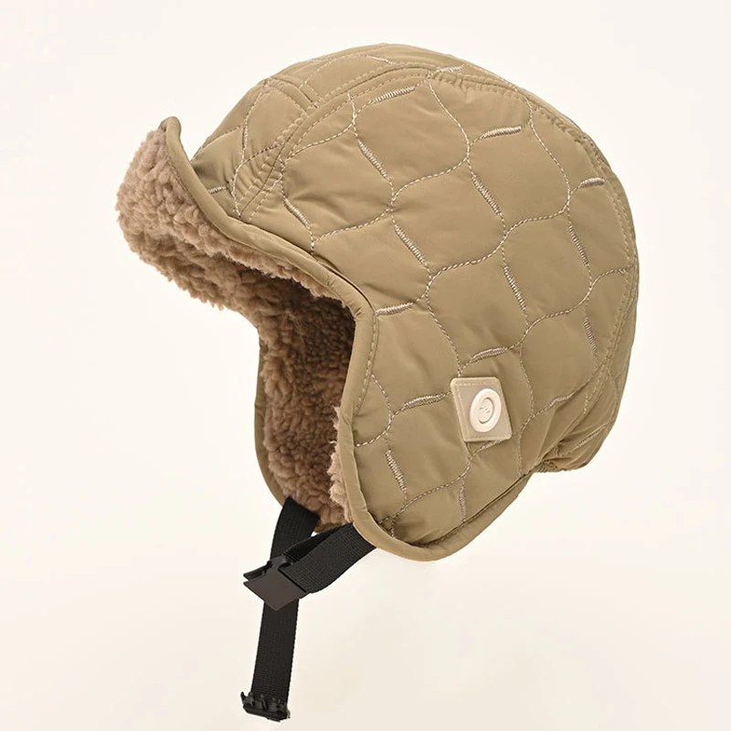 plush winter hats for women men solid color cute winter caps with ear flaps cycling outdoor hats Double-sided wearable