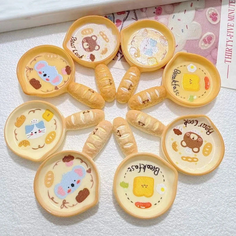 

Cartoon Pan Kitchen Resin Accessories Cream Glue DIY Baby House Ornament Food Game Blind Bag Pendant Material