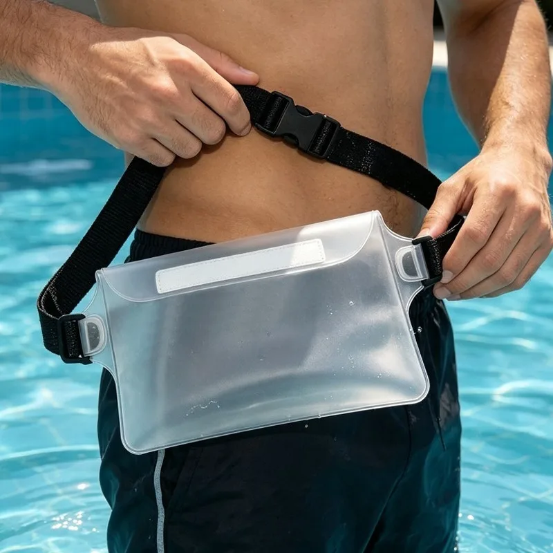 Waterproof Adjustable Waist Bag Dry Pouch With Magic Sticker Water Sports Beach Pool Waterproof Phone Bag For Men Women Outdoors