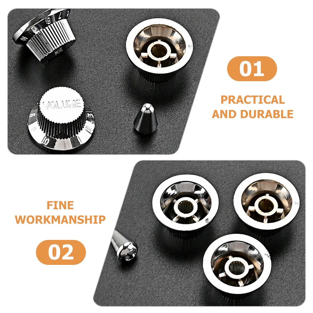 

1 Set Tone Volume Knob Replacement Metal Instrument Accessories Durable Anti-Corrosive Easy Install Potentiometer Control Knobs