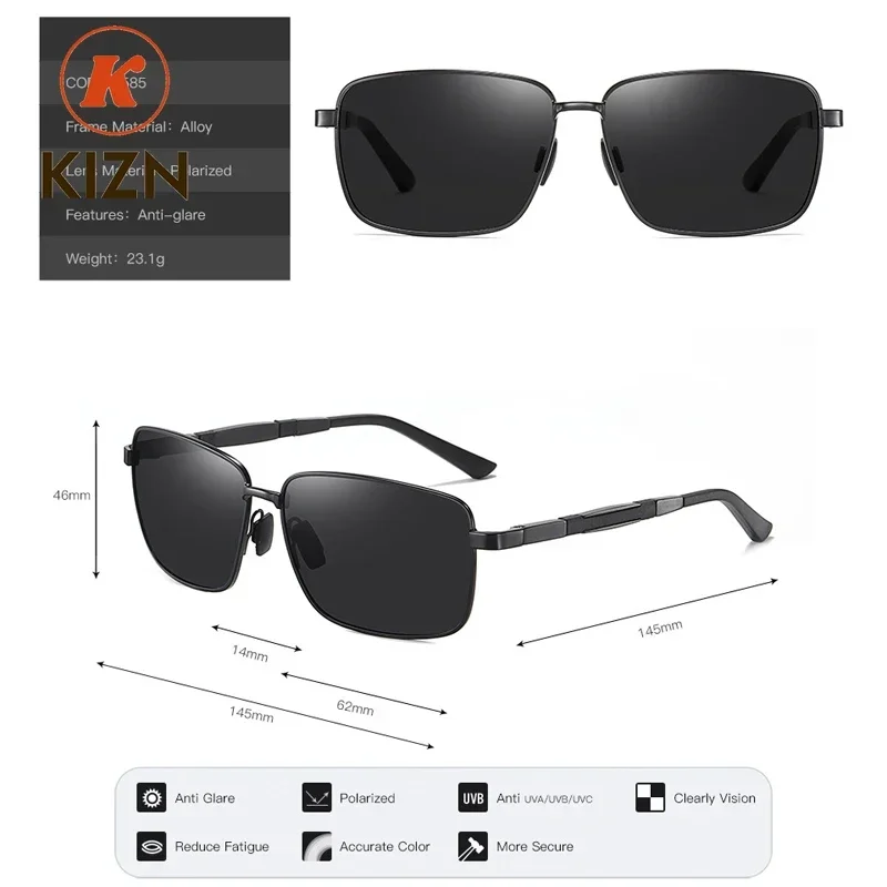 XUKA Men Women Sports Square Goggles Driving  Sunglasses Aluminum Magnesium Myopia Polarized Prescription Glasses -0.50  to