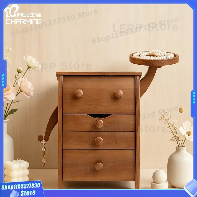 Walnut Solid Wood Jewelry Box High End Exquisite Storage Cabinet For Earrings Necklaces Rings Organizer Display Case Home