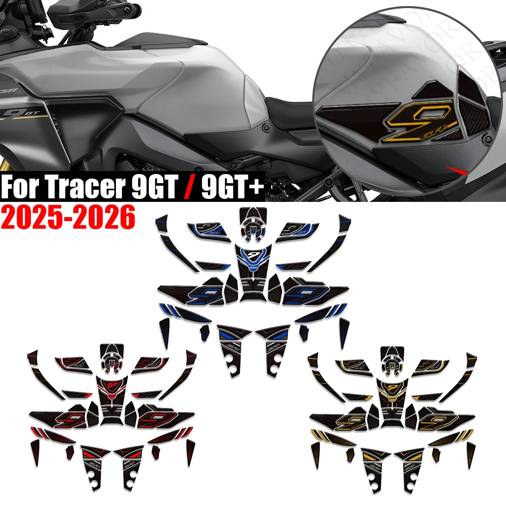 For Yamaha Tracer 9 GT 9GT 9GT+ 2025-2026 Motorcycle Tank Pad Fuel Cap Knee Protector Fairing Fender Hand Guard Stickers Decals
