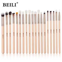 BEILI 19pcs Makeup Brushes Pink Eyeshadow Eyebrow Eyeliner Concealer Blending Natural Goat Hair Make up Brush Set Makeup Tools