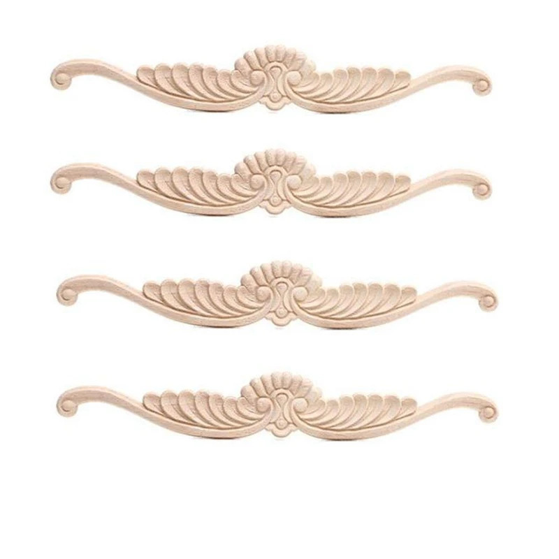 

New 4PCS Wood Carved Corner Onlay Applique Door Cabinet Unpainted Home Furniture Decorations