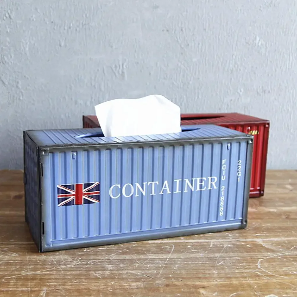 Retro Creative Container Design Iron Tissue Box Home Car Napkin Paper Container Metal Paper Towel Storage Case Home Decor