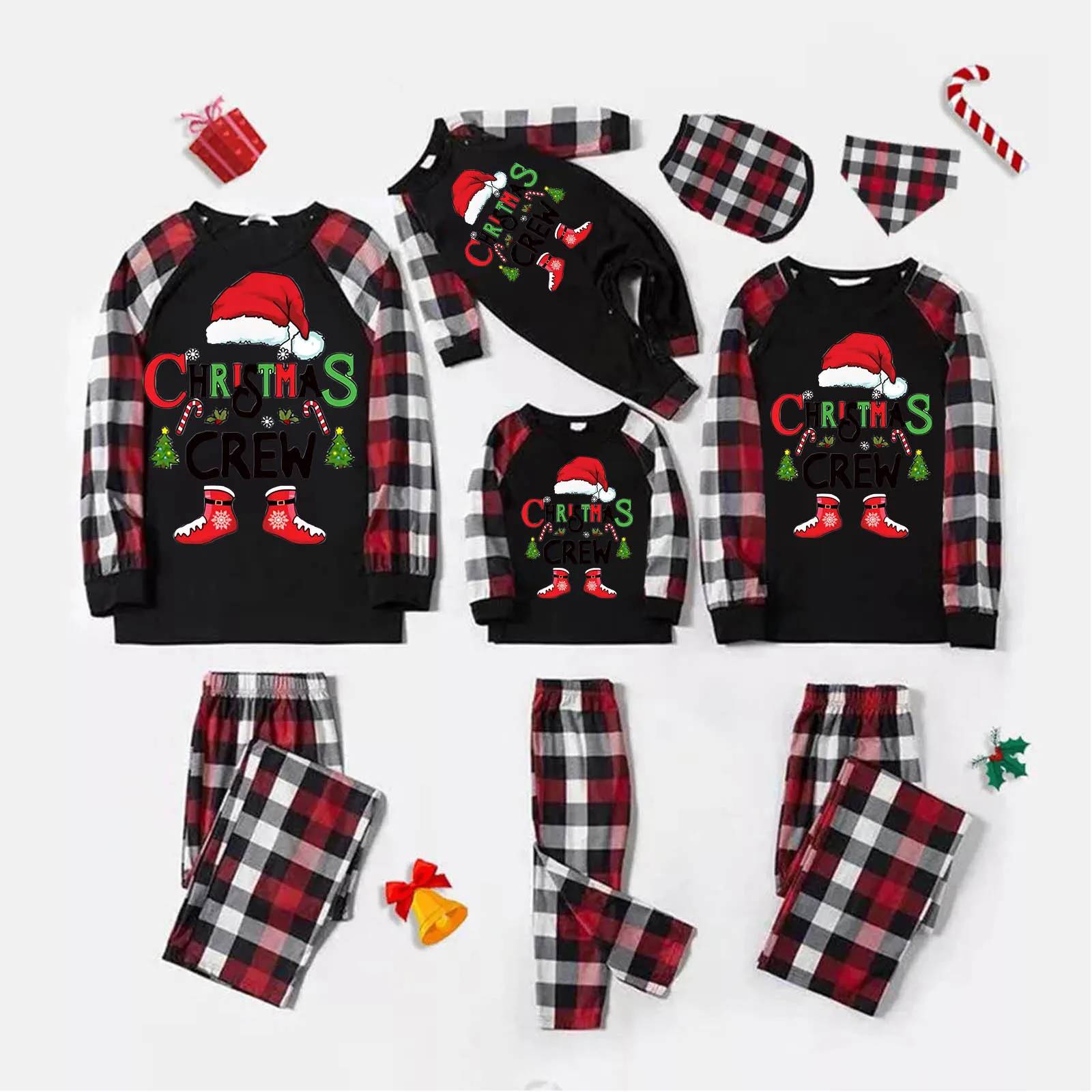 2025 Christmas Family Matching Outfits Mom Dad Kids Baby Pet Pajamas Set Casual Loose Sleepwear Xmas Family Home Clothes Pyjamas