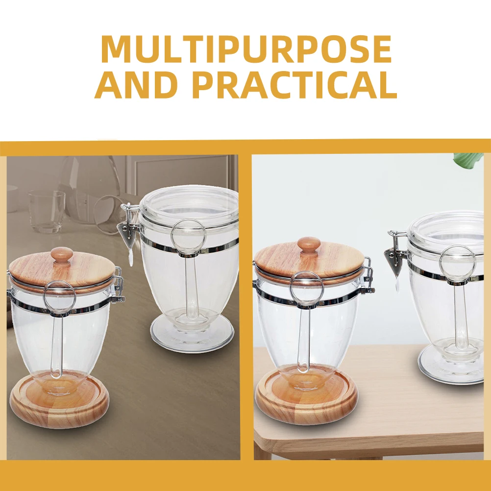 

Sealed Jar Coffee Container Plastic Sugar Container Oak Metal Lid Candy Tea Holder Holder Sugar Storage Canister