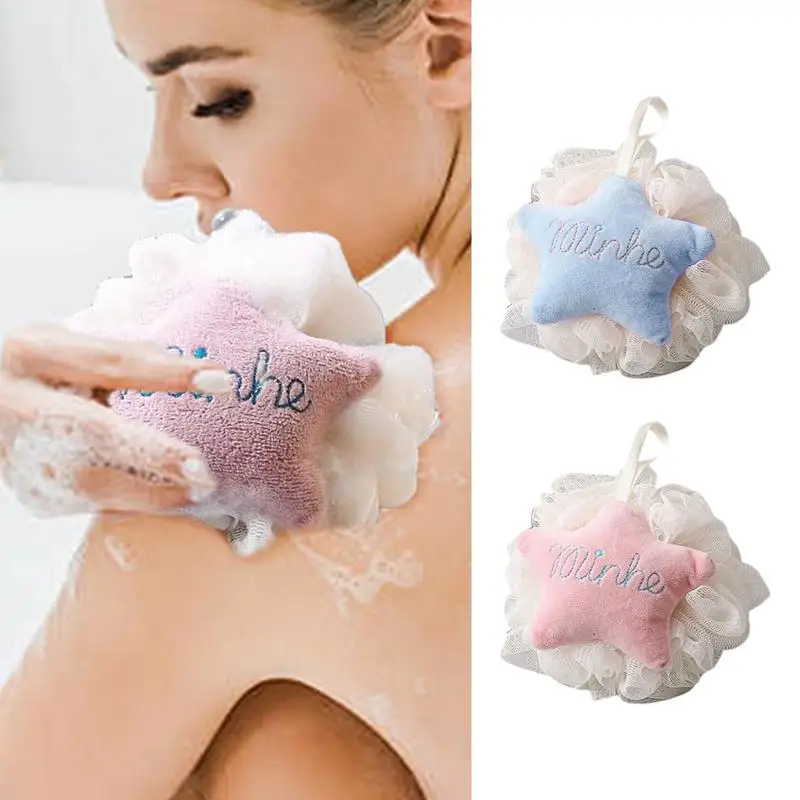 Bath Sponges Mesh Balls Star Mesh Shower Pouf Balls Shower Exfoliating Scrubbers Loofah Sponge Soft Bath Scrub Bathroom Supplies