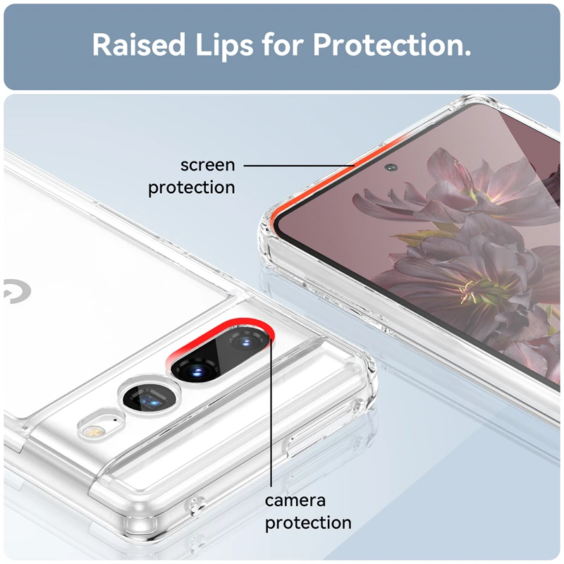 For Google Pixel 7 Pro Case Silicone Clear Border Shockproof TPU Capa Google Pixel 8 Pro 8A 7 Pro 7A 6A Case Phone Protector