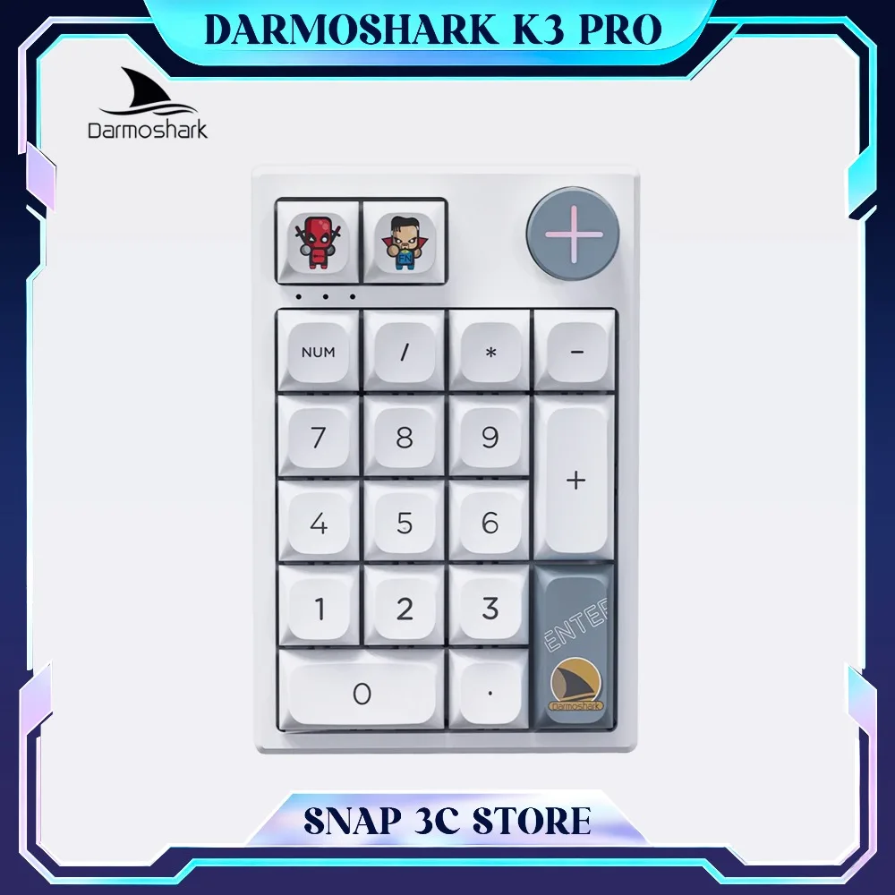 Darmoshark K3 Pro Wireless Mechanical Numeric Keypad Tri-mode Bluetooth 2.4G 19 Keys Hot Swap RGB Numpad Programmable
