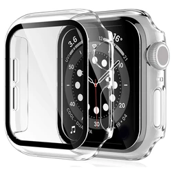 Vidro + capa para apple watch protetor de tela caso 41mm 45mm 42mm 38mm 44mm 40mm resistente a riscos protetor iwatch 9 8 7 6 se 5