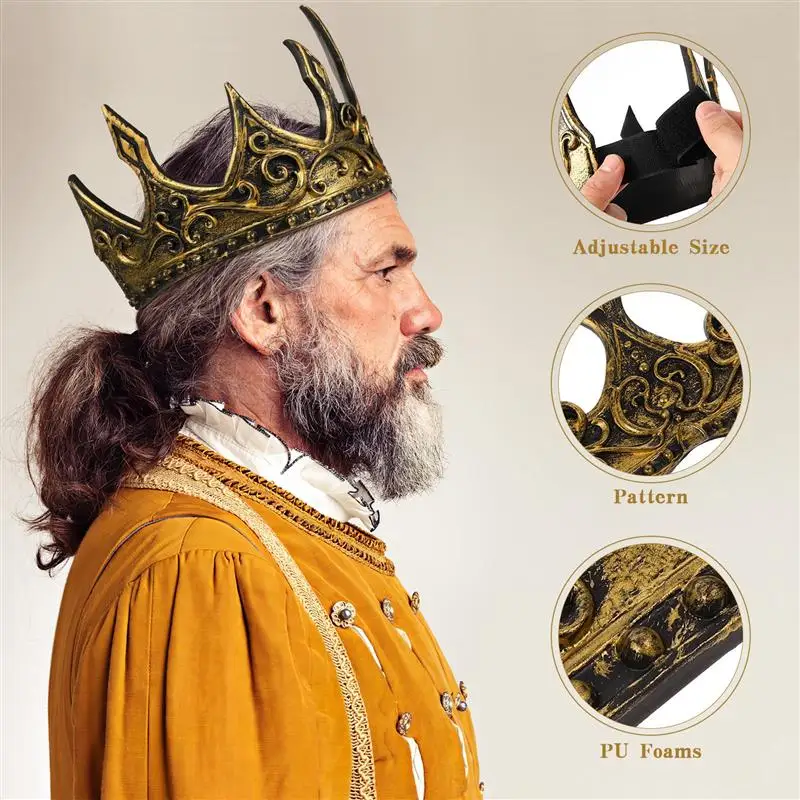 1pc Crown King King Gold Trim Foam Crown Headband Prom King Gold Trim Men King And Queen Crowns For Adults Performance