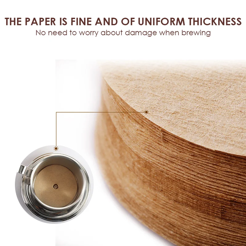 100PCS Coffee Filter Paper Round Shape 60mm Wood Fiber No. 6 Coffee Filter Cafe Tools for Moka Pot Vietnamese Phin Ice Drip