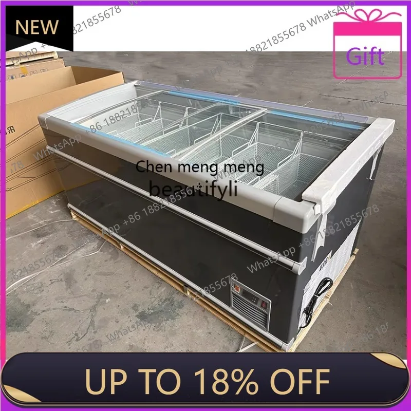 

Z189 a56 Commercial Supermarket Large Capacity Glass Door Refrigerated Freezer Display Cabinet Curved Freezer New Model