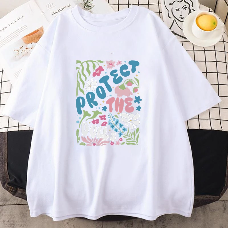 Hot Protect the Dolls Letter Printed Men Women Summer Short Sleeve Tee Street Fashion Shirts Round Neck Casual Summer Unisex Top