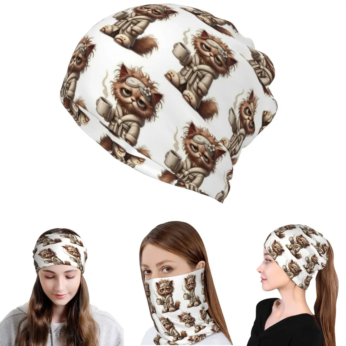 Tired Cat Bandana, Halstuch, Maske, Schal, Mehrzweck-Sturmhaube, Mütze für Männer, Frauen, Erwachsene, waschbar