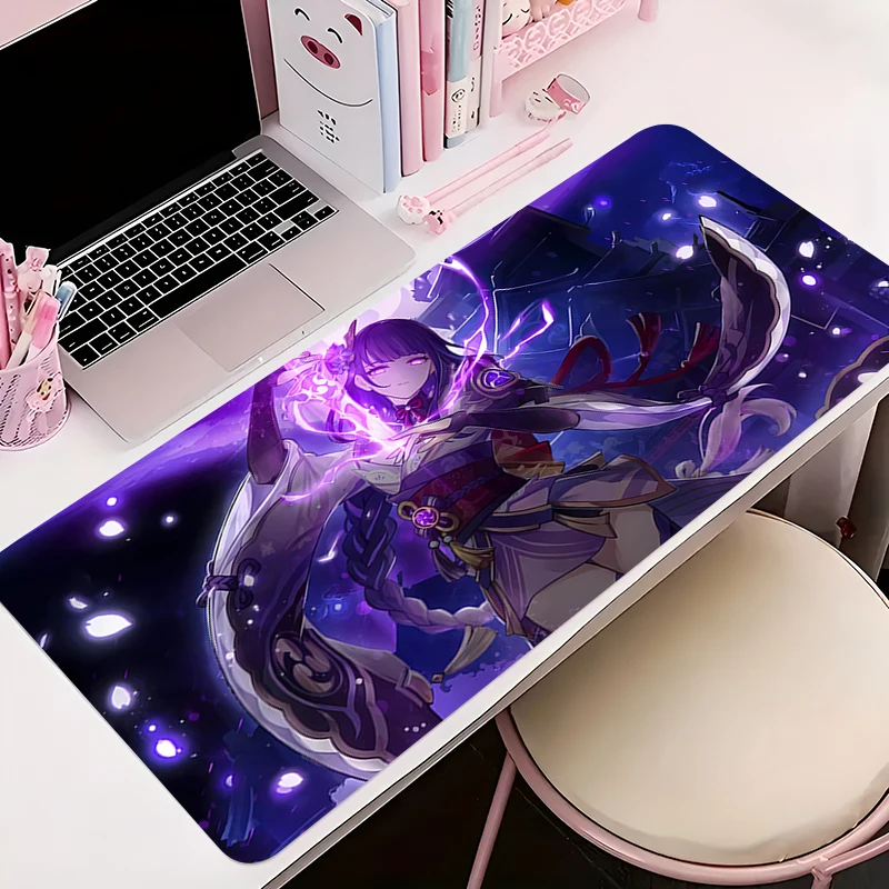 

Office Gamer Mouse Pad Gaming Accessories Keyboard Mat Anime Anti-slip Mousepad G-genshin Impact Raiden Shogun Rubber Desk Mat