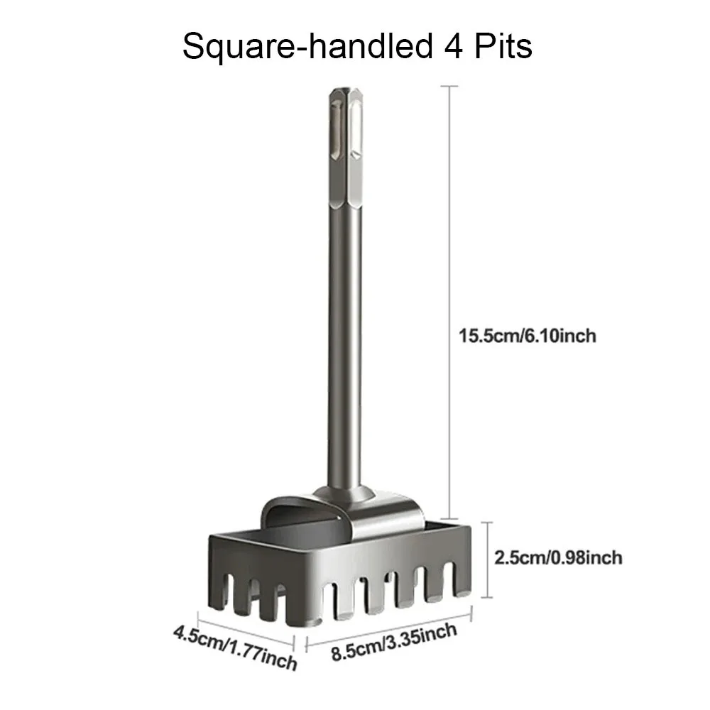Quick Cutting Square Hole Cutter Punch Slotting Square Socket Puncher Round-handle 2 Pits and 2 Grooves Square-handled 4 Pits