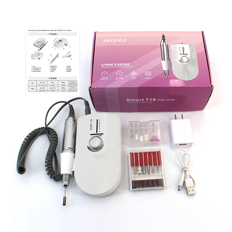 Portable Nail File Glazing Machine Ponceuse Pour Ongle New Usb Electric Nail Drill Cleaner 35000 Rpm