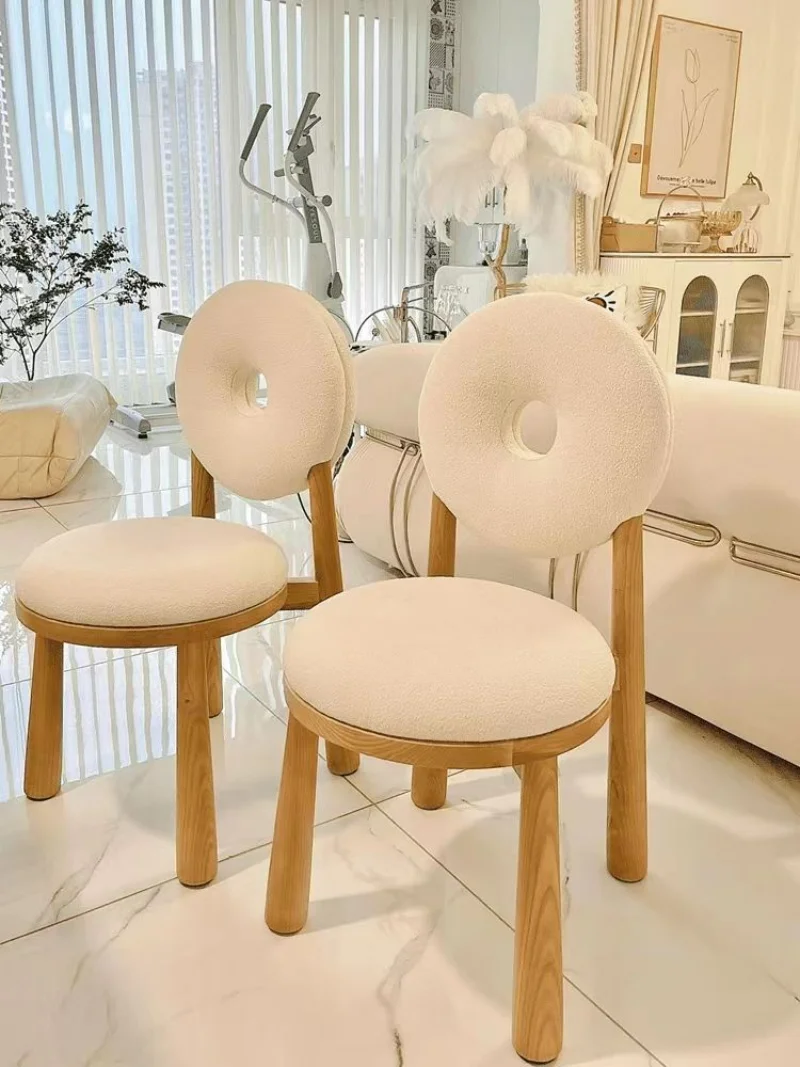 

Nordic Modern Bedroom Cream Style Makeup Chair Online Celebrity Dressing Stool Simple Dining Chairs Doughnut Lambswool Chair Ins