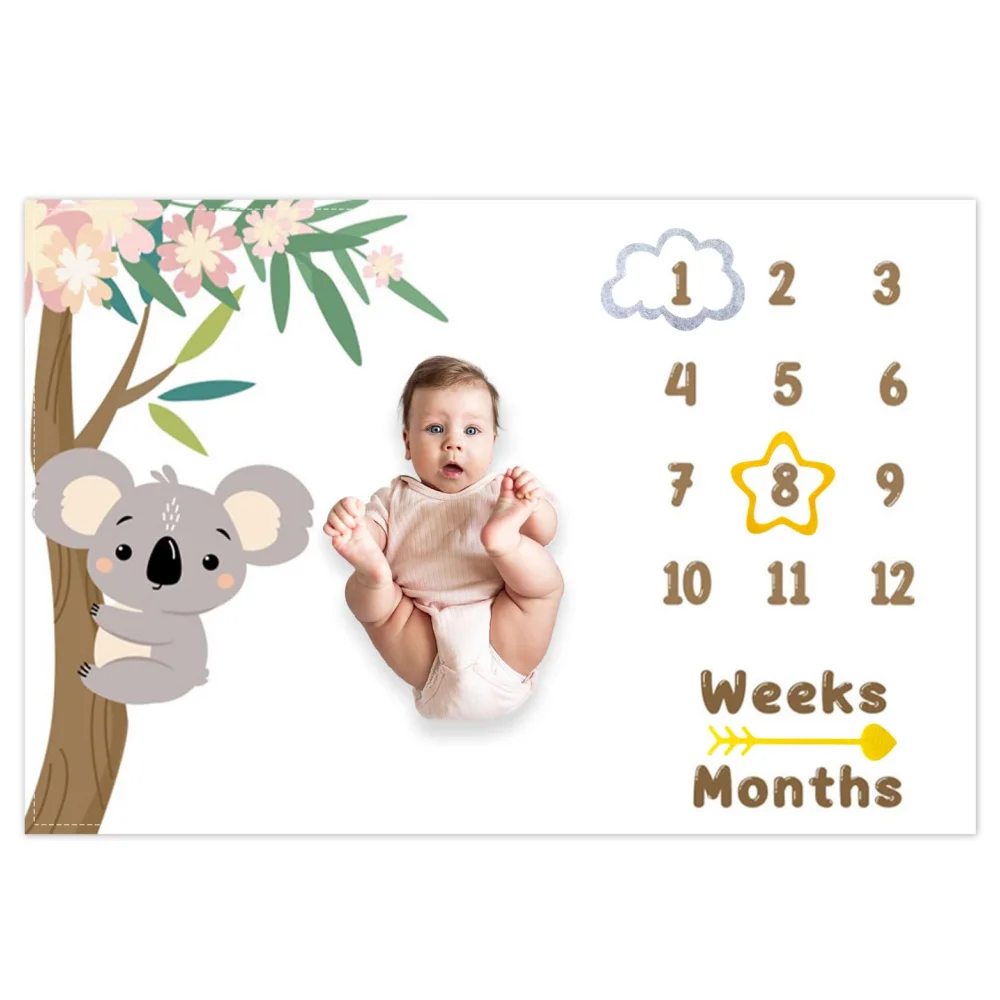 

Плед VIKAMA Cute Koala для фотосессий новорожденных, цветочный коврик для ежемесячных фото на тему роста малыша, реквизит для фотосъемки